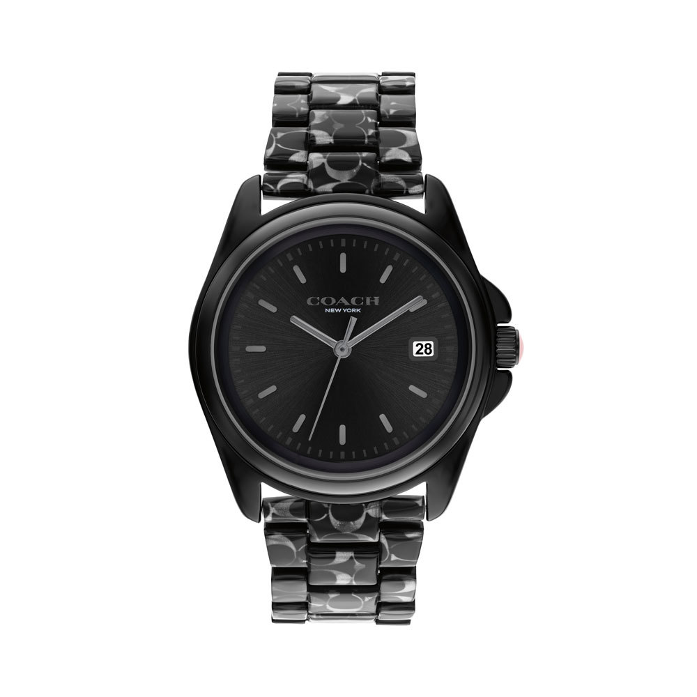 Coach Ladies Greyson Black IP Acetate Bracelet Watch